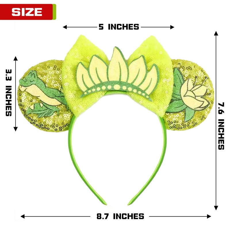 MADO mouse ears headband for women adults kids girls boys, princess ears Park mini ears headbands for women kids girls (green princess) - Image 3